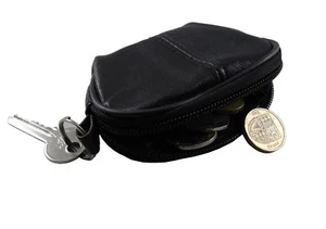 Men's Women’s Leather Key Coin Holder Bag Money Change Pouch Purse Wallet Small - Picture 1 of 5