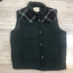 Weatherproof Vintage Plaid Flannel Trim Elevated Vest XL w/ Faux Sherpa Collar - Picture 1 of 7