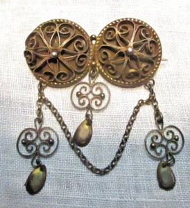 Prendedor colgante de filigrana Vermeil plata 830S vintage - Imagen 1 de 8