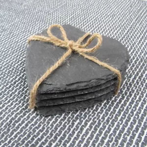 10 x 10cm Heart Natural Slate Coaster Drinks Mat for Engraver Wholesale Blanks - Picture 1 of 26