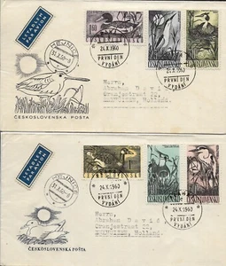 1960 CZECHOSLOVAKIA BIRDS ON TWO FDCs - Picture 1 of 1
