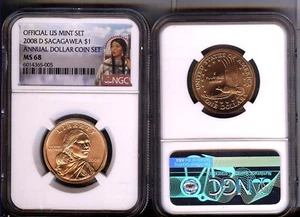 2008-D  FROM  ANNUAL DOLLAR SET Sacagawea  NGC MS68 - Gem  LOW POP - Picture 1 of 1