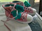 Girl's Size 2 JoJo Siwa Pink Sequined Shoes Hightop With Blue Bow Pre-Owned