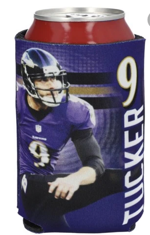 Baltimore Ravens Justin Tucker 12 oz Can cooler koozie neoprene Cover