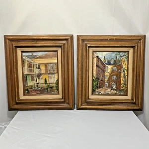 2 Vintage Paintings New Orleans LA Courtyards Signed Murphy French Quarter Art - Picture 1 of 21