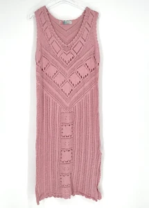 Free People Beach Dress Womens M Pink Crochet Boho Heart Feminine Romantic - Picture 1 of 7
