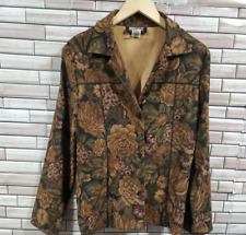 Briggs Womens Large Jacket Pencil Skirt Set Suit 8/12 brown floral Button Up VTG