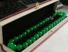 Pretty  10MM Green Jade Round Gemstone Beads Necklace 24-36 inch