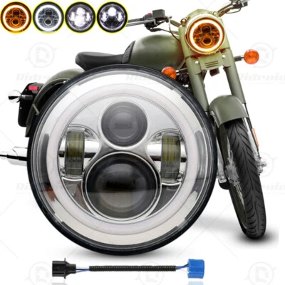 7" Projector LED Halo Headlight DRL Light for Royal Enfield Bullet Electra 500 - Imagem 1 de 4