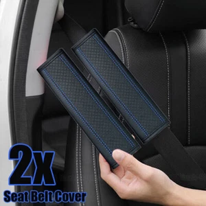 2x Car Seat Belt Cover Strap Pad Shoulder Comfort Cushion Accessories Black&Blue - Foto 1 di 11
