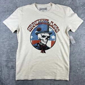 Grateful Dead T-shirt Men’s Medium Beige Short Sleeve Top Hat Skull Rose - Picture 1 of 8
