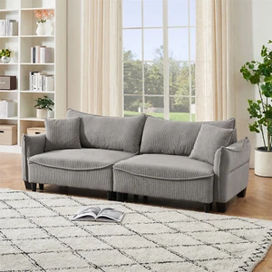 Convertible Sleeper Sofa Bed Loveseat Sofa Couch with 2 Pillows for Living Room - Picture 1 of 54