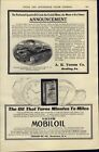 1910 PAPER AD CAR AUTO Mobiloil Motor Oil Can Vacuum Rochester NY