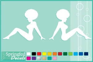 AFRO MUDFLAP GIRLS cut vinyl decal #1 car truck window Mud Flap Girl stickers - Picture 1 of 1