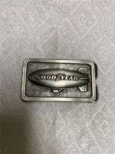 Vintage 1974 Good Year Tires Blimp Belt Buckle by Bergamot Brass Works - Picture 1 of 3