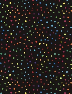 Nursery Baby Fabric - Rainbow Polka Dots Black C3151 - Timeless Treasures YARD - Picture 1 of 1