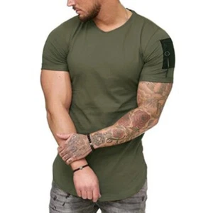 Men T-Shirt | Slim Fit | Stretch | Gym Crew Neck | Short Sleeve Bodybuilding - Picture 1 of 2