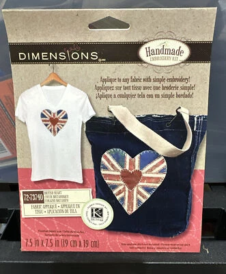 DIMENSIONES Kit Bordado Hecho a Mano 7.5" x 7.5" - CORAZÓN BRITÁNICO Foto 1 de 2