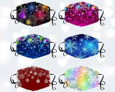 Adult Christmas Face Mask Reusable Washable Protective Breathable Covering Foto 1 de 4