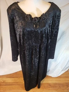 Vintage 80s 90s All That Jazz More Jazz Dress Plus 18W Black Velvet Goth Grunge - Picture 1 of 6