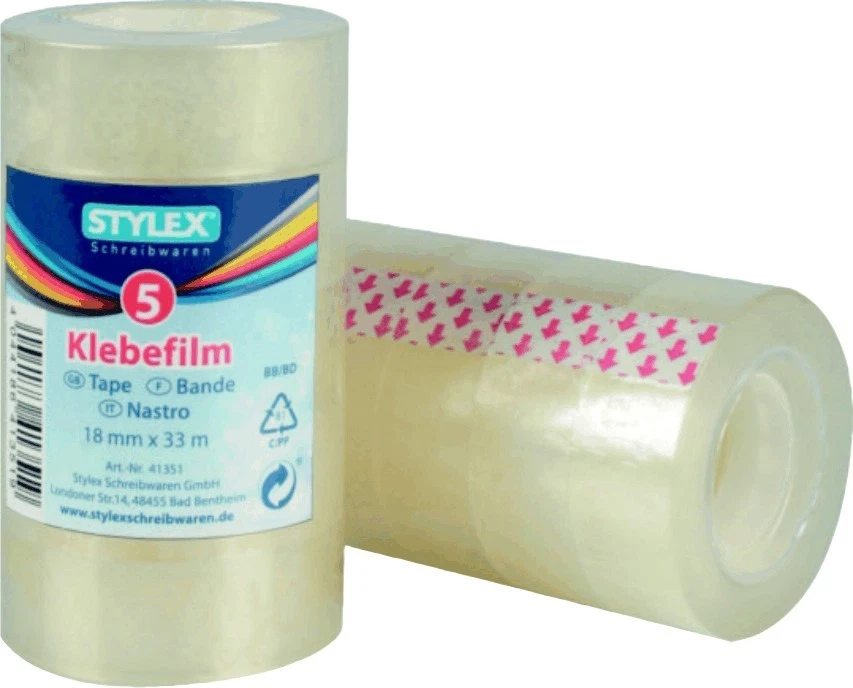 STYLEX 10 x Klebefilm 18 mm x 33 m Klebestreifen Klebeband selbstklebend Kleber transpa