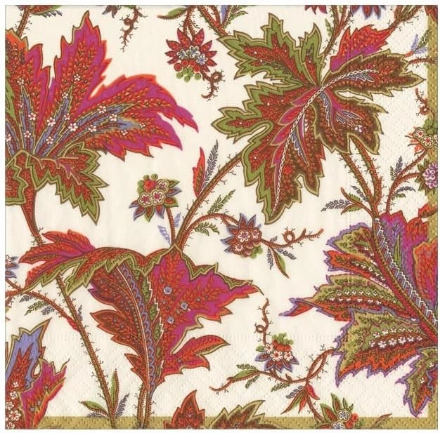 Servilletas de papel para bebidas Caspari, hojas de cachemira marfil - 2 paquetes (18760C) Foto 1 de 1