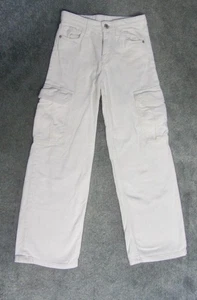 H&M Mädchen Cargo Jeans weites Bein Größe 8 weiß Denim - Bild 1 von 4