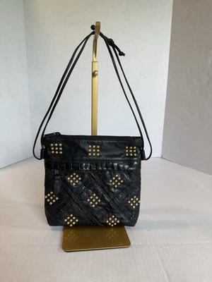 Bolso Cartera Vintage Paul Joseph Cuero Genuino Negro Dorado Geométrico Difícil de Encontrar Foto 1 de 4