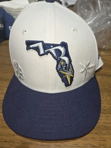 Gorra de béisbol Tampa Bay Devil Rays New Era 59FIFTY blanca/azul talla 7 3/8 - Imagen 1 de 6
