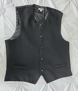 VTG Edwards Men's Black Vest Sleeveless Textured Formal Washable High-Button - Picture 1 of 9