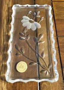 Crystal Etched Floral Glass Vanity Tray, Germany, Vintage - Picture 1 of 5