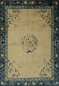 Tappeto zona cinese Art Decò antico tintura vegetale fatto a mano tappeto soggiorno 7x9 - Foto 1 di 16