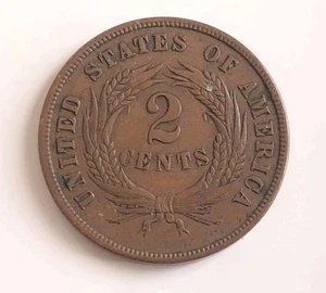 1868 US Two Cent Piece! Good Details! Old US Coin! Post Civil War Days! - Picture 1 of 5