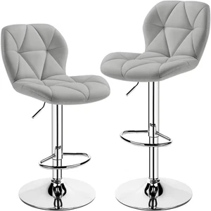 Taburetes De Bar Bancos Para Barra De Cocina Sillas Barstools Set of 2 Gray NEW - Picture 1 of 9