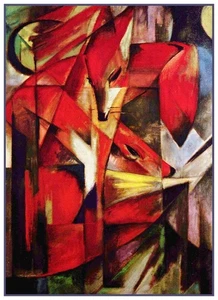 Franz Marc's Red Foxes Counted Cross Stitch Chart Pattern - Picture 1 of 5