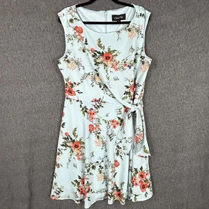 Chelsea Rose Dress Womens 18 Blue Floral Sleeveless Wrap Tie Waist Lined Spring - Picture 1 of 11