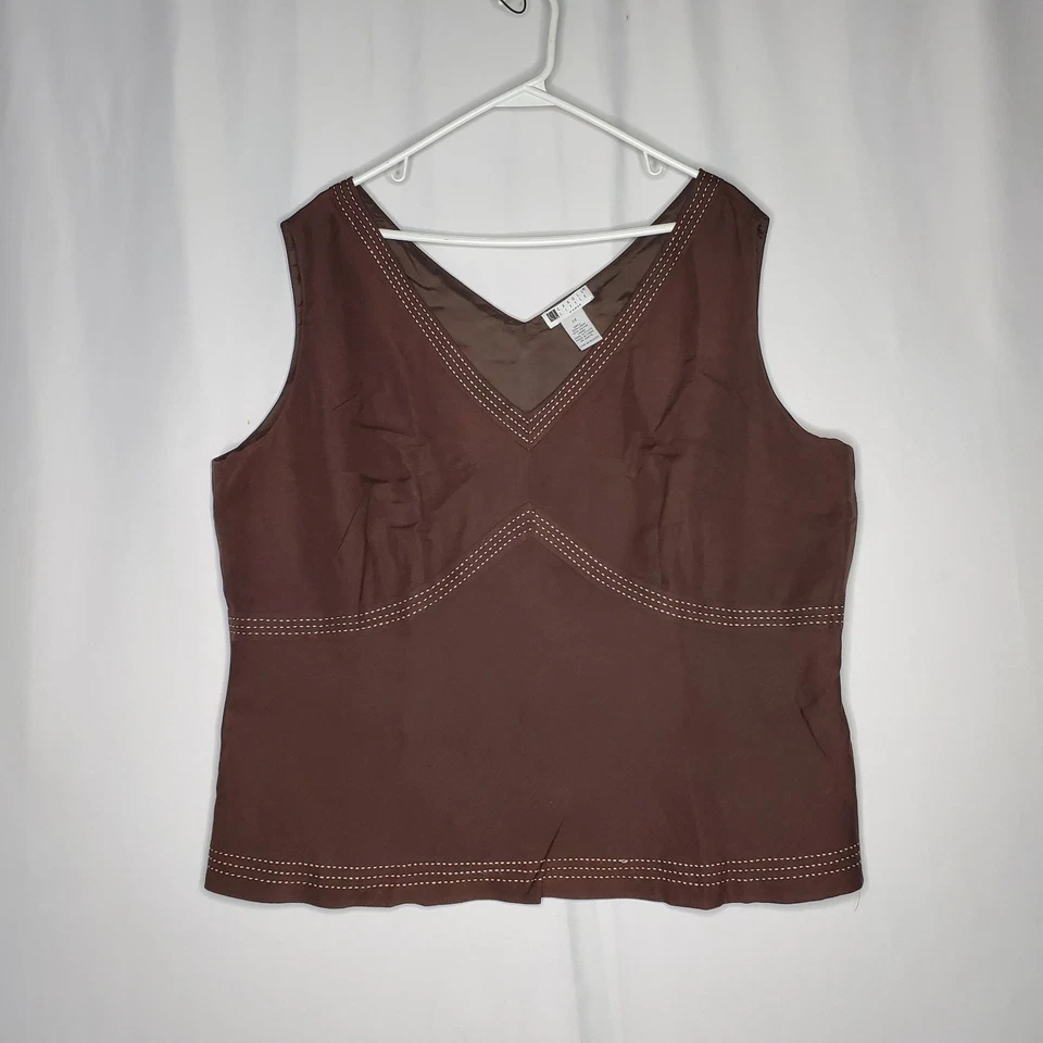 Carole Little De Colección Falda Mezcla de Lino Empire Tank Set 24 Marrón Floral Bordado Foto 1 de 4