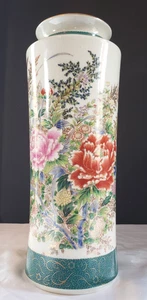 Vintage grüne Royal Satsuma japanische Blumenvase mit Goldrand Crackle Finish - Bild 1 von 10