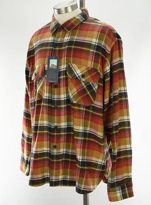 PENDLETON Mens Red Ochre Plaid BURNSIDE Cotton Flannel Shirt XXL NWT - Picture 1 of 2