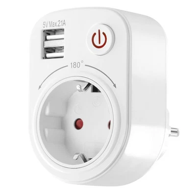USB Ladegerät Steckdose drehbar schwenkbar Kinderschutz Schalter Reiseadapter - Bild 1 von 4