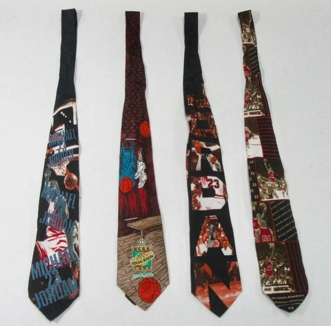 VINTAGE LOT OF 3 MICHAEL JORDAN NECK TIES AND 1 NCAA 1994 CHARLOTTE Cover