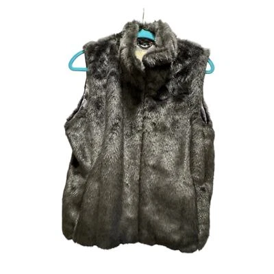 Colete Banana Republic de pele sintética totalmente forrado cinza tamanho M  - Imagem 1 de 4