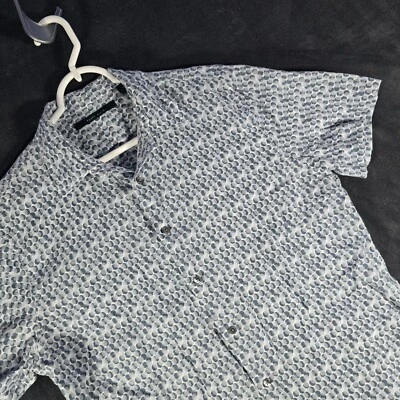 Perry Ellis Linen Blend Button Up Short Sleeve Pattern Shirt, Size M - Image 1 of 4