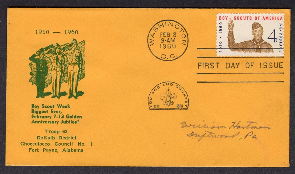 1960 Boy Scouts of America 50th (Scott 1145) - Unknown-Maker FDC TA298 - Image 1 of 1
