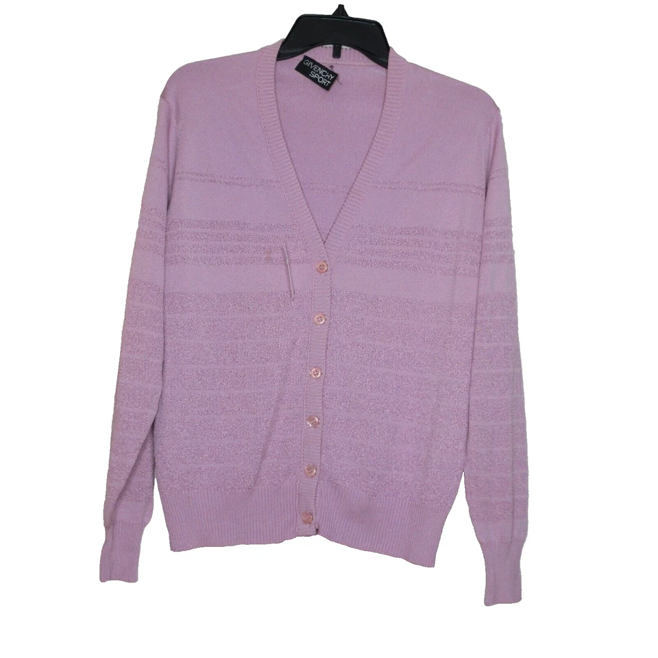 Givenchy Sport Women's Long Sleeve Button Down Ribbed Cardigan Lavender L B56 - Image 1 of 4