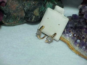 14K .25ct Diamond Princess Squares Hoop Earrings New Tag $1650.00 Yellow Gold - Picture 1 of 7