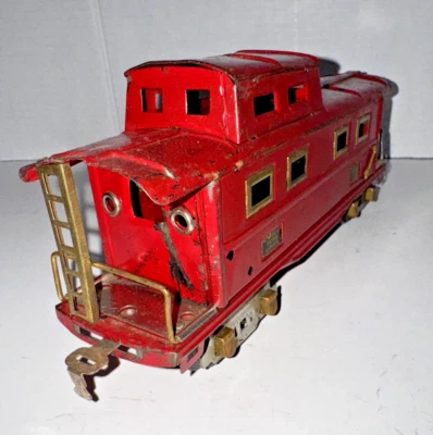 AMERICAN FLYER LINES PRE WAR O GAUGE TIN RED CABOOSE NO LIGHT - Image 1 of 4