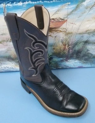  Old West Square Toe Black Western Cowboy BSC1856 Youth Sz 2.5 - Image 1 of 4