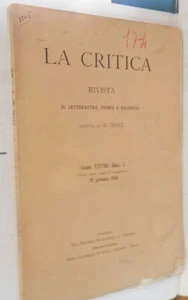 LA CRITICA 20 Gennaio 1930 Rinascimento Hamelin Georges Sorel a Benedetto Croce - Picture 1 of 1