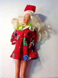 Vintage 1966 Barbie Christmas Santa Suit Mattel LONG SILVER HAIR INDONESIA - Picture 1 of 6